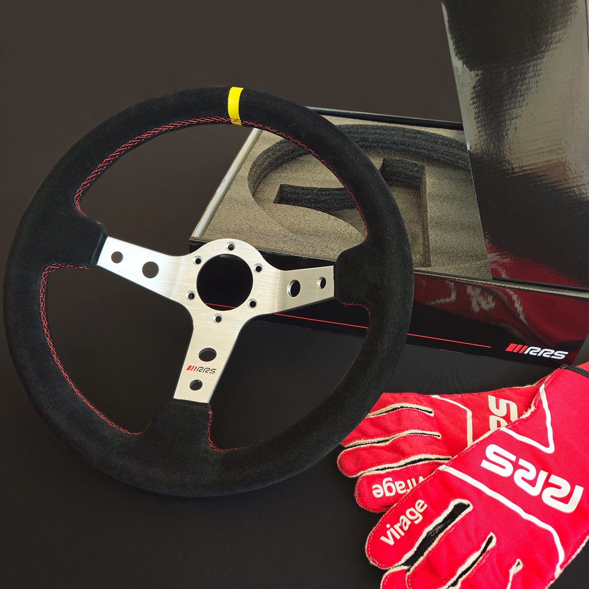 VOLANTE RRS VELOCE EVO - PLANO 350MM - PIEL VUELTA - Imagen 2